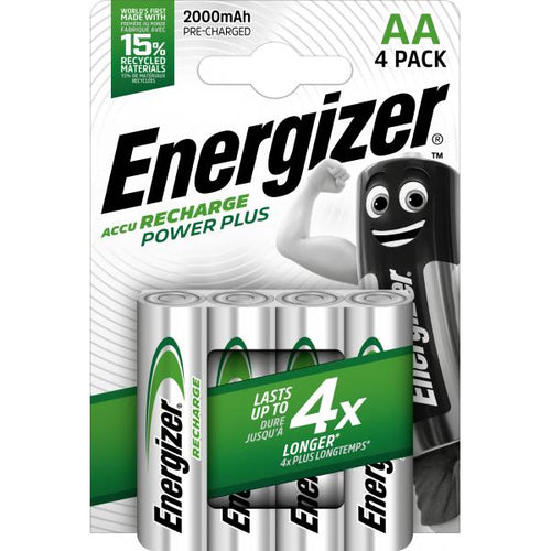 Confezione 4 batterie Ricaricabili STILO Energizer Power Plus AA - Tipo Stilo AA - 2000 mah