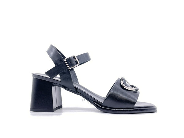 REPO Sandalo Donna Nero Con Tacco
