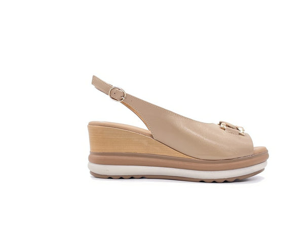 Studio Moda Sandali Donna Zeppa Beige
