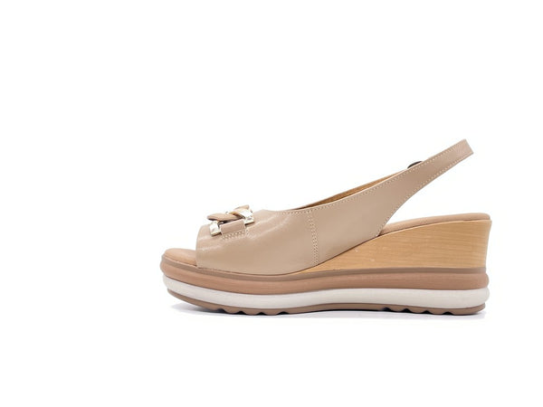 Studio Moda Sandali Donna Zeppa Beige