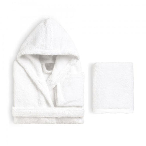 Accappatoio bambino e asciugamano in spugna Perla Biancoperla