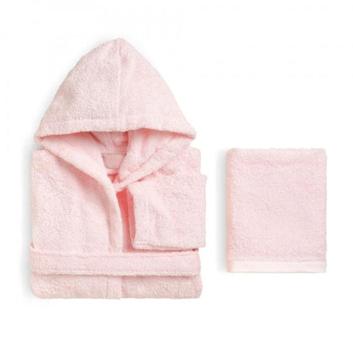 Accappatoio bambino e asciugamano in spugna Perla Biancoperla