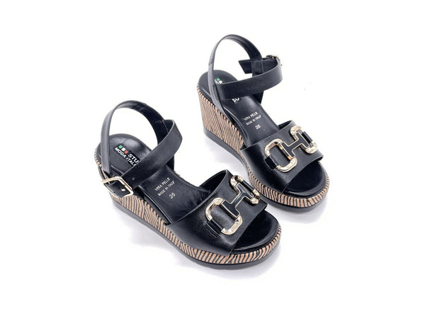 Studio Moda Sandali Donna con Zeppa Nero