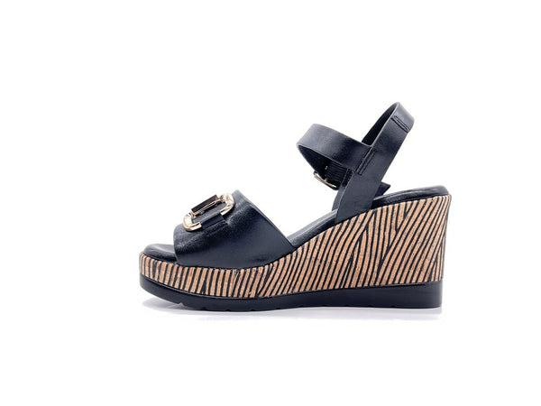 Studio Moda Sandali Donna con Zeppa Nero