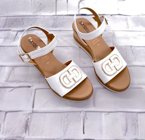 Studio Moda Sandali Donna con Zeppa Bianco