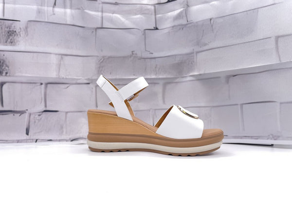Studio Moda Sandali Donna con Zeppa Bianco