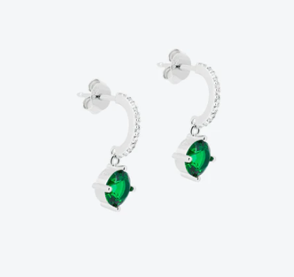 Anihma - ORECCHINI CREOLI CON ZIRCONE VERDE