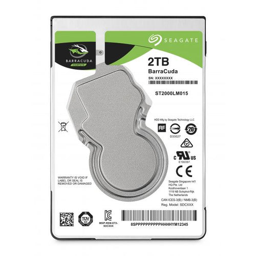 Hard disk Seagate Barracuda - 2 Tb (2000 Gb) - Connessione Serial Ata - Sata 3 (6 Gb/s) - 5400Rpm - Cache 128Mb - 2.5 Slim