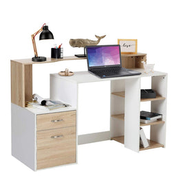 Scrivania Per PC HOMCOM Con 3 Cassetti E 3 Ripiani - Legno MDF, 120x49x72 Cm, Bianco - Foto 10