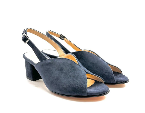 ELLEN Sandalo donna in pelle scamosciata blu tacco 50