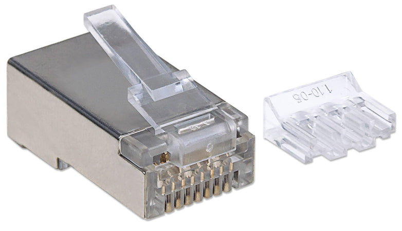 Confezione 50 Plug RJ45 STP per Cavo Rigido Flessibile Cat.6A STP