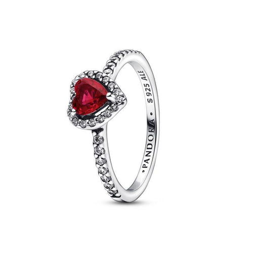 Pandora  Anello Cuore Rosso e Pavè