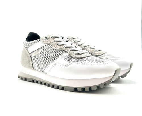 LIU JO WONDER 01 sneaker donna silver white in suede e glitter