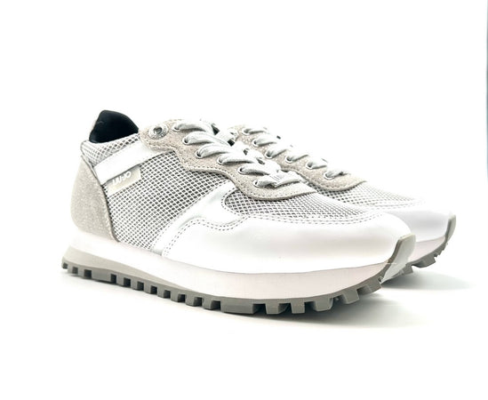 LIU JO WONDER 01 Sneakers donna silver white in suede e glitter