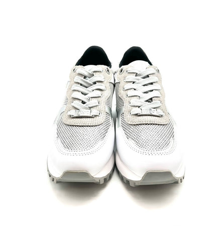 LIU JO WONDER 01 sneaker donna silver white in suede e glitter