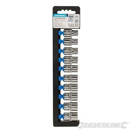 Set 10 Inserti Metrici Bi-Esagonali in Acciaio Chiave a Bussola 1/2" Silverline - Eternal Brico