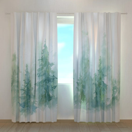 Tende su misura con stampa Foresta nebbiosa astratta