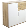 Cassettiera Mobile Armadietto 2 Porte 2 Cassetti Design Moderno Quercia e Bianco
