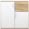 Cassettiera Mobile Armadietto 2 Porte 2 Cassetti Design Moderno Quercia e Bianco