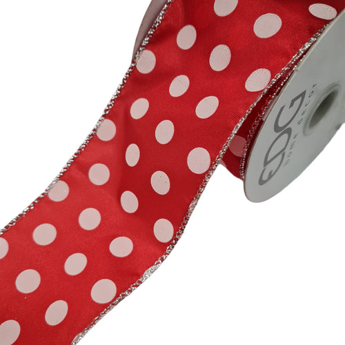 Nastro a pois per decorazioni e confezioni natalizie, da 60 mm x 10 metri