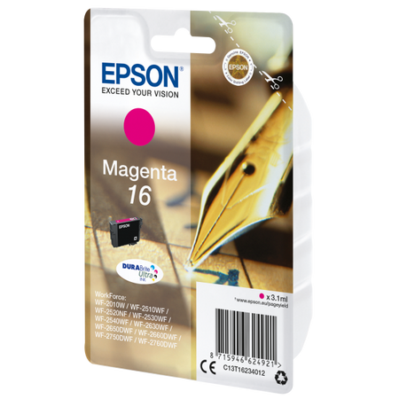 EPSON CART INK MAGENTA PER WF-2510WF, WF-2520NF, WF-2530WF WF-2540WF SERIE 16 PENNA E CRUCIVERBA
