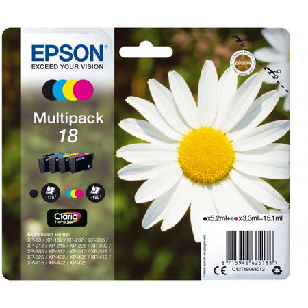 Epson Daisy Multipack Margherita 4 colori Inchiostri Claria Home 18 (Epson 18 Multipack - 4 pakker - sort,)