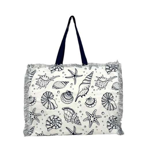 Borsa spiaggia Conchiglie e stelle marine con cerniera