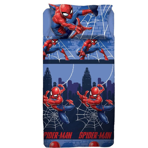 Completo letto singolo in cotone Spiderman Marvel