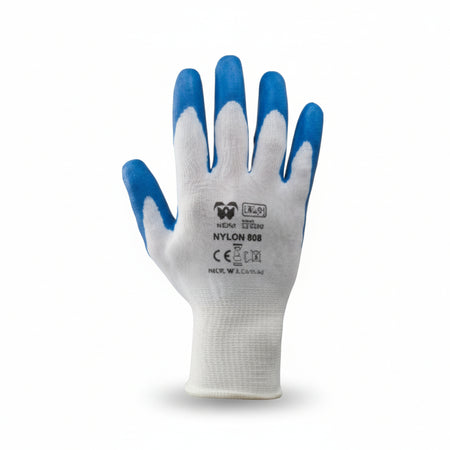 Guanti Nylon 888 Blu Palmo Ricoperto in Poliuretano Neri Safety