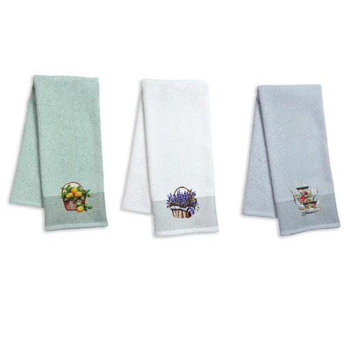 Strofinacci cucina 3 pezzi in cotone Vingi Ricami Fantasy