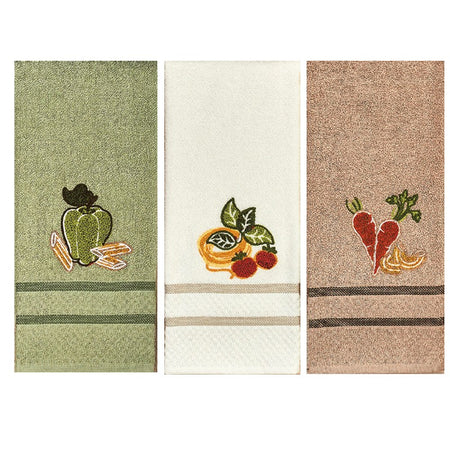 Strofinacci cucina 3 pezzi in cotone Vingi Ricami Alba