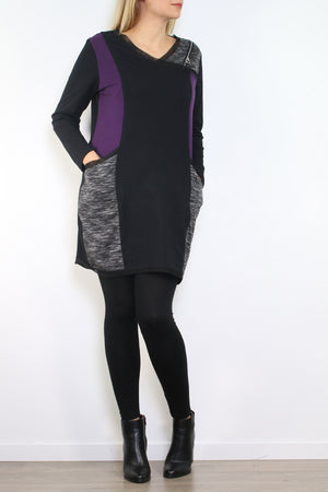 Pomme Rouge Abito donna Taglia forte A731 Nero/Viola