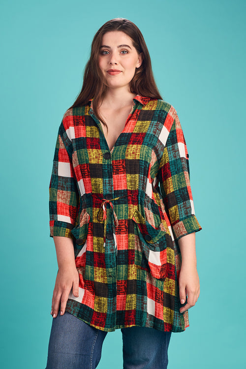 Pomme Rouge Camicia Donna con tasche Taglia Forte A987 Multicolore