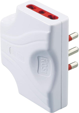 Rosi adattatore triplo bianco con spina da 16A e 3 biprese da 2P+T 16A 250V