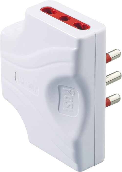 Rosi adattatore triplo bianco con spina da 16A e 3 biprese da 2P+T 16A 250V
