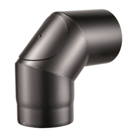 Curva a gomito da Ø 120 mm con ispezione a 90° per canna fumaria stufa a legna in acciaio da 2 mm