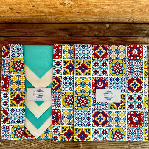 Tovaglia da tavolo con tovaglioli Botticelli Home Maiolica