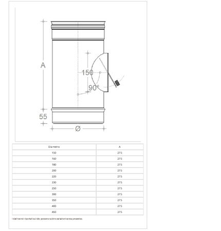 Modulo da 200mm AISI 304 con regolatore automatico di tiraggio