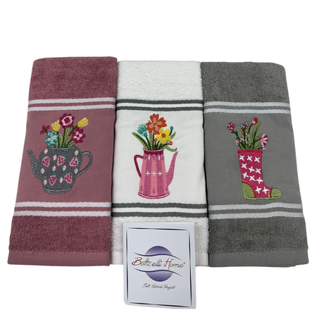 Strofinacci cucina 3 pezzi in spugna Botticelli Home Flowers