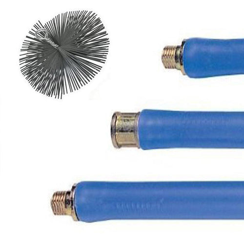 Kit pulizia per stufa a legna, scovolo Ø 250 mm con asta da 8,4 m spazza camino