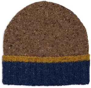 gallo Cappello uomo Berretto lana beige a coste tinta unita e risvolto in contrasto
