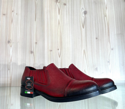 LUX Scarpa donna elegante in pelle rossa senza lacci I3042R