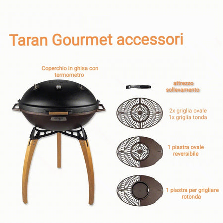 Ignium Taran Gourmet Plus barbecue di ghisa portatile da giardino terrazzo campeggio