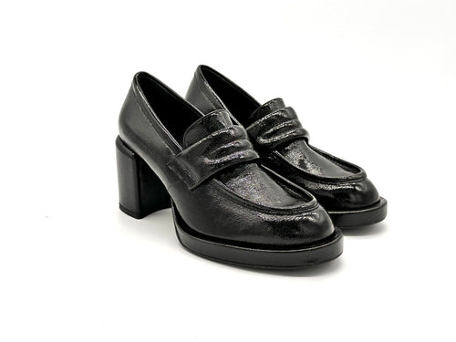 ENZO D'ALESSANDRO Mocassino donna in naplak nero tacco 70