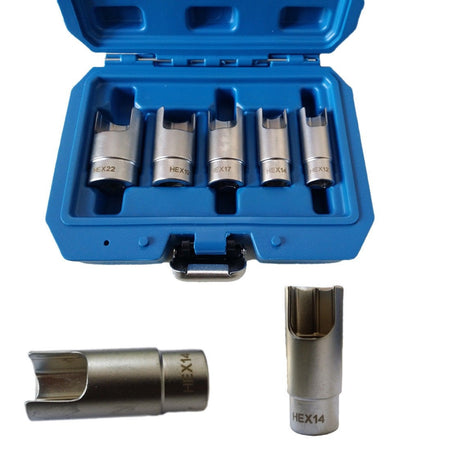 Kit 5 Chiavi A Bussola Per Collegamenti Elettrici Iniettori Scalanate Hex 12-22