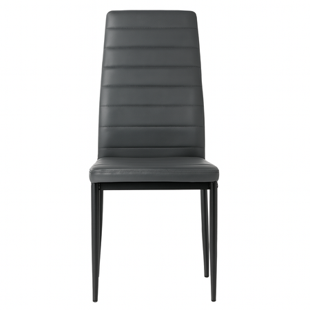 Tavolo "Osiris" con gambe in metallo e piano in vetro, design moderno per arredo interno + set 4 sedie
