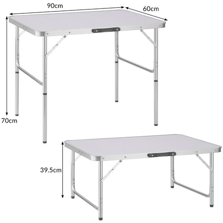 Tavolo Campeggio Picnic Alluminio 90x60x70 Pieghevole Valigetta Piano Formica