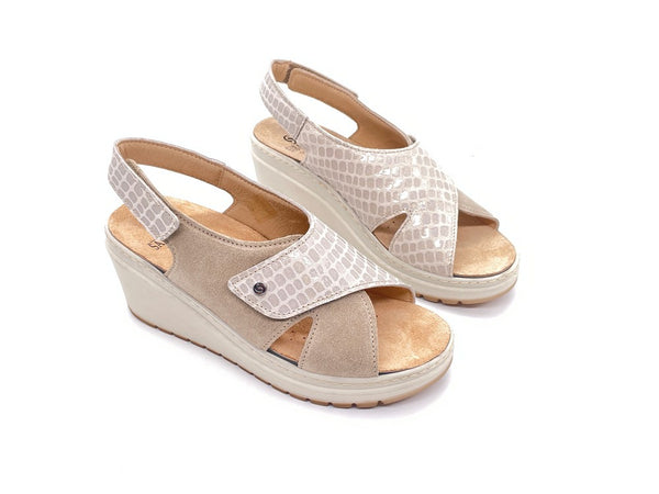 SABATINI Sandali sanitari donna Kokos camoscio panna