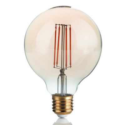 Confezione lampadina ID-VINTAGE E27 GLOBO 4W LED 300LM 2200°K 9.5cm vetro ambra luce caldissima interno