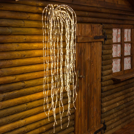 Ramo cadente luminoso cascata di luci a LED bianco caldo decorazione natalizia per esterno interno